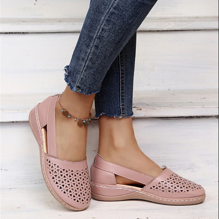 Women's Summer Flat Round Toe Sandals 2022 New Retro Button Sandals Comfy Mary Jane Comfortable Shoes for Women Plus Size 43 - Maison zamor